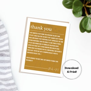 Thank You Card For Hair Stylist | Printable, Instant Download | Beautician, Barber, Hair Salon