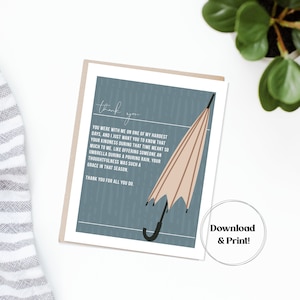 Merci pour votre gentillesse | Carte imprimable, téléchargement immédiat | Conception de parapluie