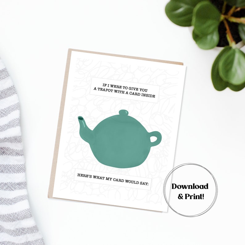 The Office Inspired Printable Card Instant Download Pam's Teapot Card