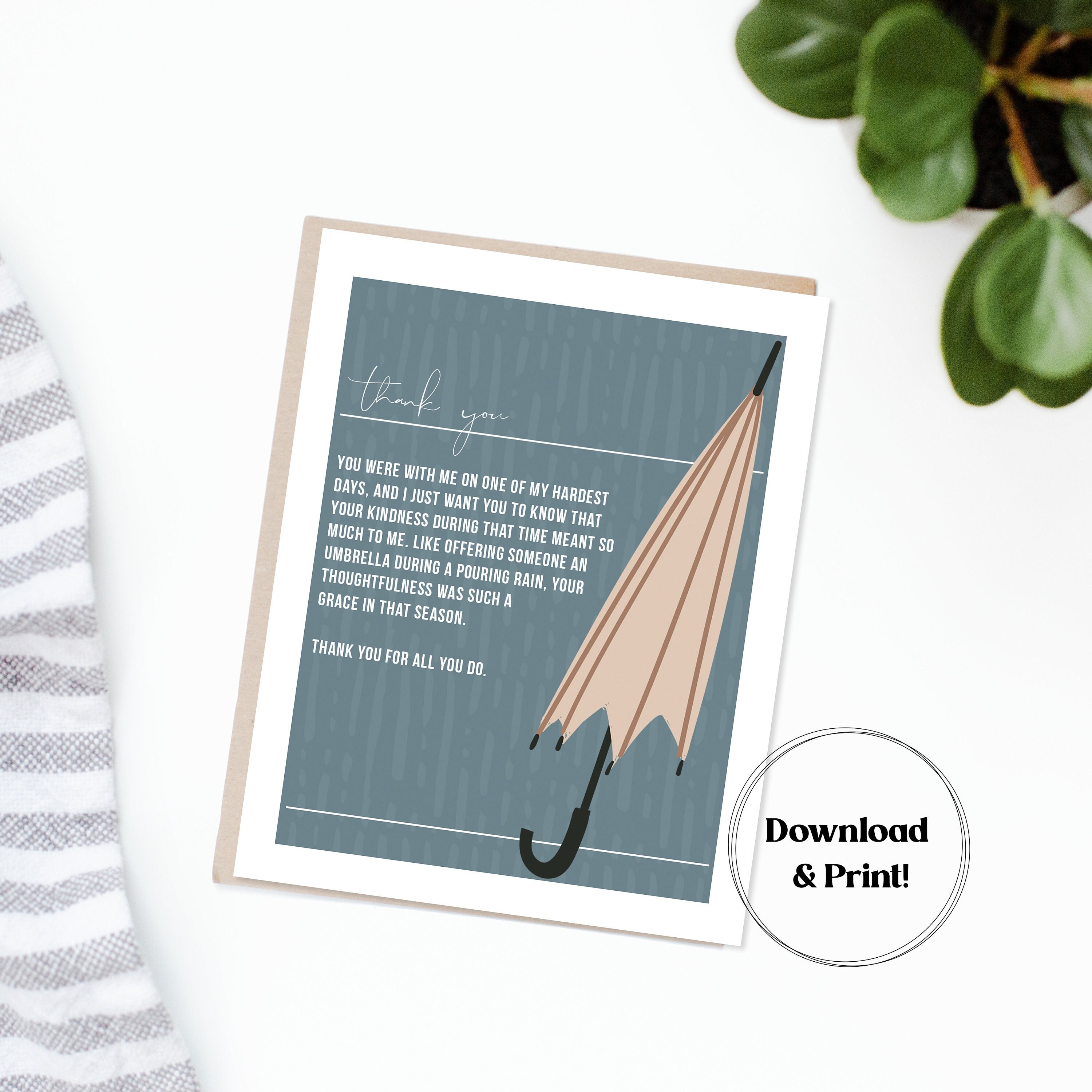 Thank You for Your Kindness | Printable Card, Instant Download ...