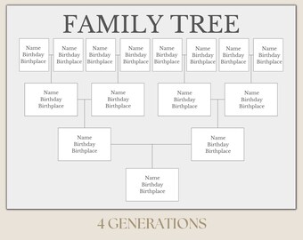 Family Tree Chart for 6 Generations Digital Download - Etsy Israel