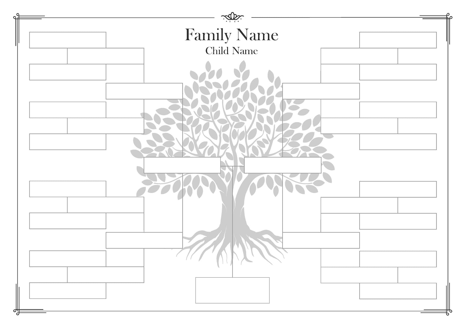 Editable 5 Generation Family Tree Chart, DIY Genealogy Chart, Ancestor
