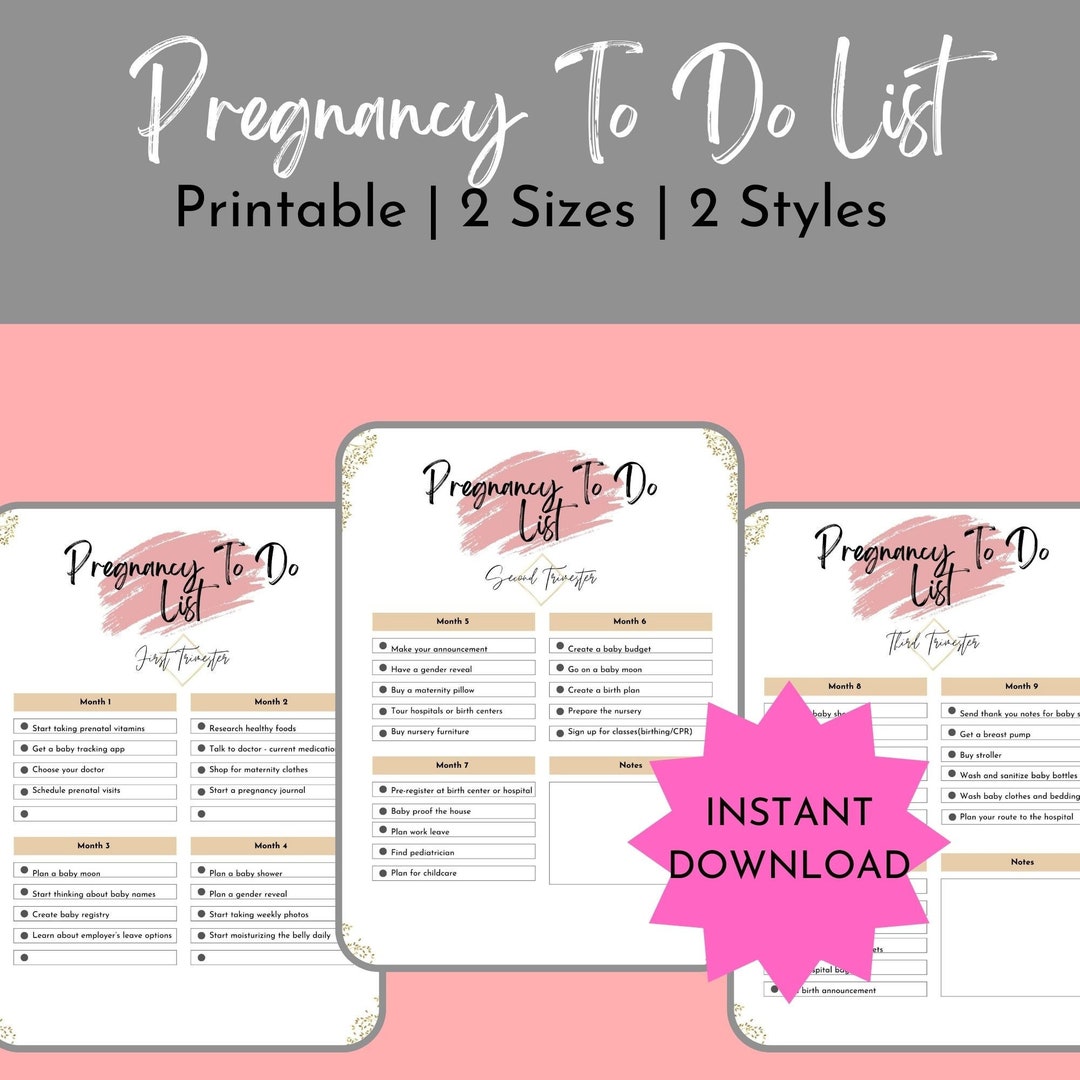 Pregnancy Trimester Checklist Printable Pregnancy to Do List - Etsy