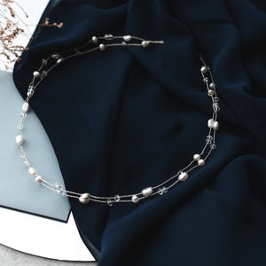 Natural bridal vine, pearls and transparent crystals vine in silver, gold, rose gold,cultured pearls wedding hair piece, pearls wedding