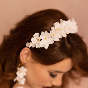 Floral nupcial, diadema ricamente decorada, pieza de pelo nupcial, joyas para la novia