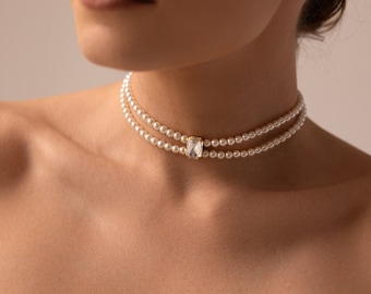 Collana Girocollo Boho In Pizzo Bianco Con Perle E Fiore – Vintage – Gioiello Donna In Lega E Strass