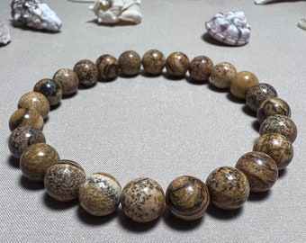 Wood Jasper Gemstone Stretch Bracelet, Healing Jewelry, Unisex Bead Bracelet, Flexible Bead Bracelet Gift For Man& Woman, Precious Bracelet