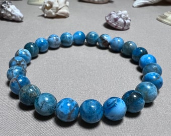 Apatite Gemstone Stretch Bracelet, Healing Jewelry, Unisex Bead Bracelet, Flexible Bead Bracelet Gift For Man And Woman, Precious Bracelet