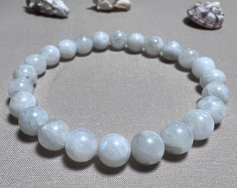 Moonstone Stretch Bracelet, Healing Gemstone, Unisex Bead Bracelet, Flexible Bead Bracelet, Gift For Man&Woman, Meditation Precious Bracelet