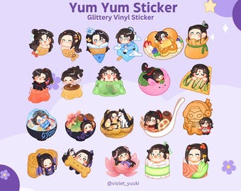 Yum Yum-vinylsticker | TGCF SVSSS MDZS Voedsel| Leuke gestanste ministickers | Laptopstickers