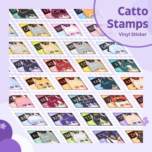 Catto Stamps Vinyl Stickers| Honkai Star Rail Genshin Impact Cute Cat Laptop Stickers