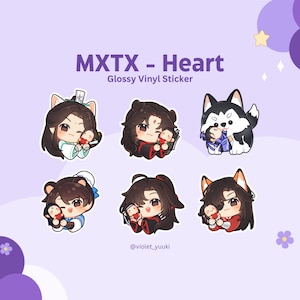 MXTX Heart Glossy Vinyl Stickers | tgcf mdzs svsss | Cute Die Cut Sticker | Laptop Sticker