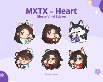 MXTX Heart Glossy Vinyl Stickers | tgcf mdzs svsss | Cute Die Cut Sticker | Laptop Sticker