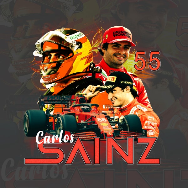 Carlos Sainz T Shirt Design PNG Instant Download