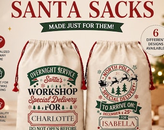 Personalisierte Weihnachtsgeschenktüte, festliche Geschenkverpackung, Weihnachtsmannsack, personalisierte Namenstüte, festliche Aufbewahrungstüte