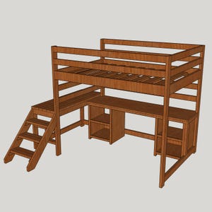 Full Loft Bed Blueprints DIY Instructions, + 7 customizable Add-ons, and Expense Calculator