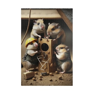 Whimsical Hamster Puzzle "Hamster Workshop" 100, 500, 1000 Pieces