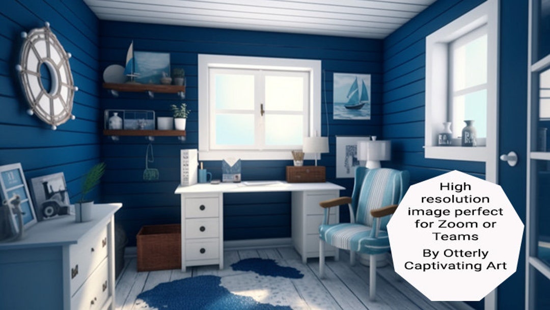 Blue Nauticalthemed Office Background for Zoom, Digital Download for