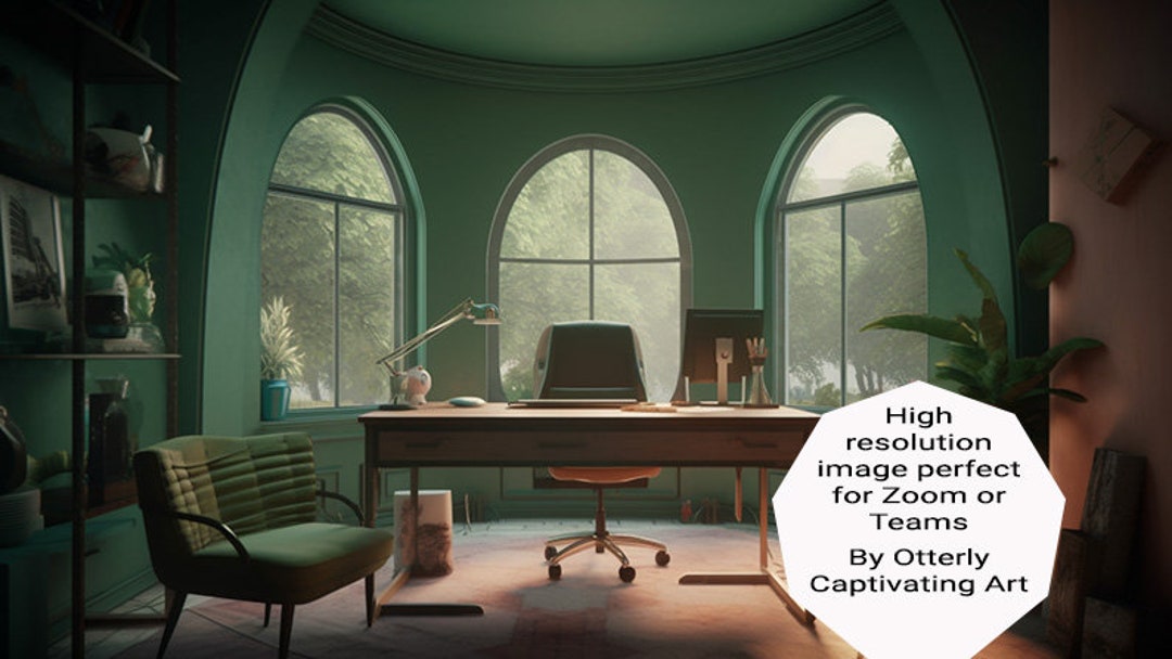Classy Green Office Background for Zoom, Digital Download for Zoom
