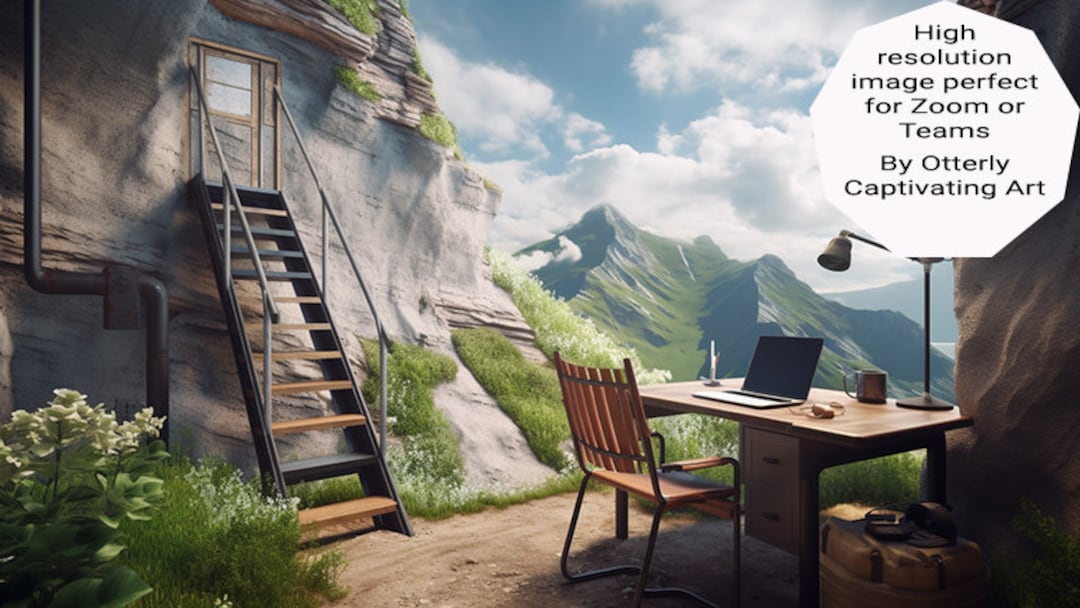 Whimsical Outdoor Office Background for Zoom Digital Download Etsy