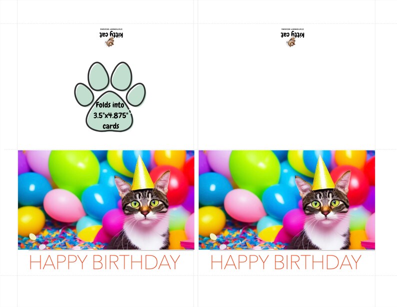 Cute Cat Birthday Printable Card | Birthday Printable Card | Birthday ...