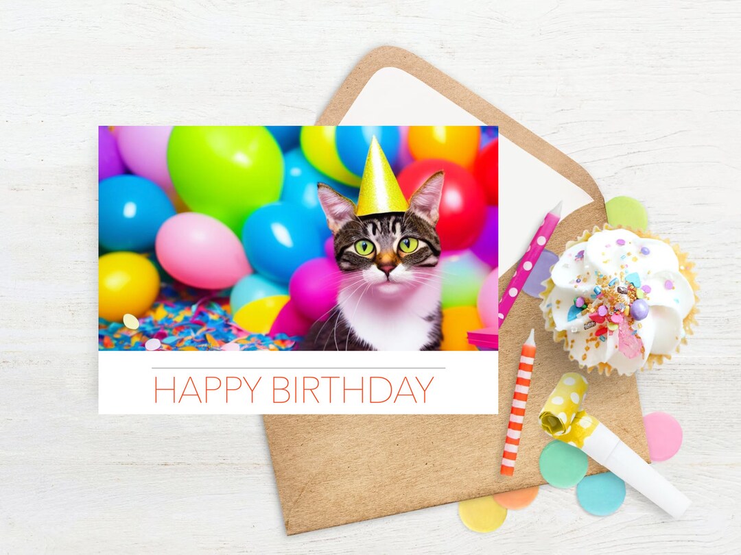 Cute Cat Birthday Printable Card | Birthday Printable Card | Birthday ...
