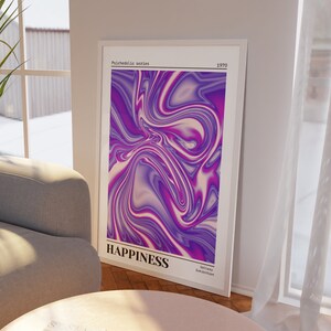 Happiness Aura Poster, Retro Farbverlauf Poster, Affirmation Poster, Retro Aura Farbverlauf, psychedelische Wohnkultur, digitaler Download Bild 3