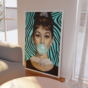 Audrey Hepburn  Bubble Gum ,Fashion Print Logo INSTANT DOWNLOAD, Pop Art Print, Wall Art, Printable, Digital Download