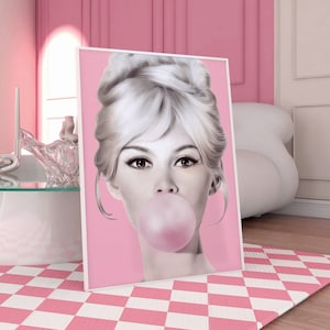 Brigitte Bardot Bubble Gum ,Fashion Art Print INSTANT DOWNLOAD, Pop Art Print, Download digitale