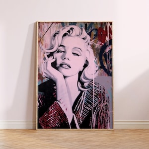 Marilyn Monroe Fashion Print Logo, SOFORT-DOWNLOAD, Pop Art Print, Wandkunst, Wandkunst, Download digitale Illustration, Stampa di Moda