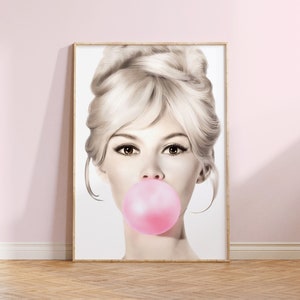 Brigitte Bardot Bubble Gum ,Fashion Art Print  INSTANT DOWNLOAD, Pop Art Print, Digital Download