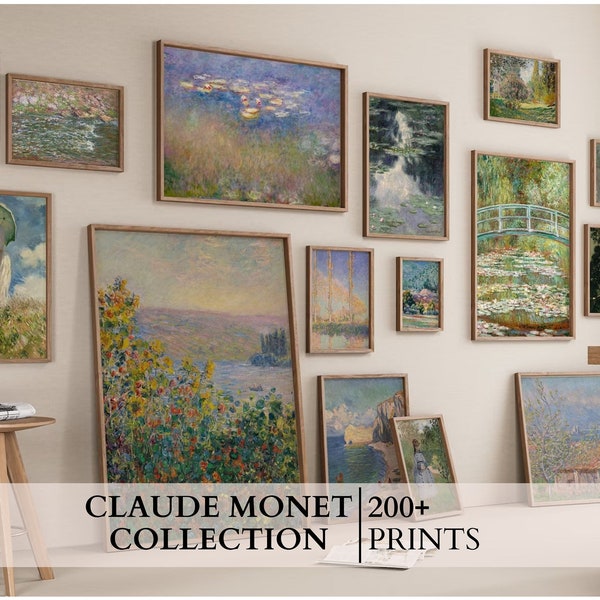 Ensemble de 200 + impressions numériques de Claude Monet, peintures à l'huile vintage, impressions sur toile Monet, art impressionniste, lot MEGA, peintures anciennes