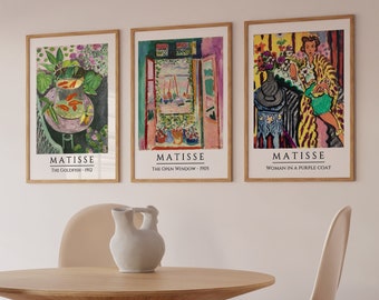 Matisse Print Set of 3, Mid-Century Modern Art (Digital Download)