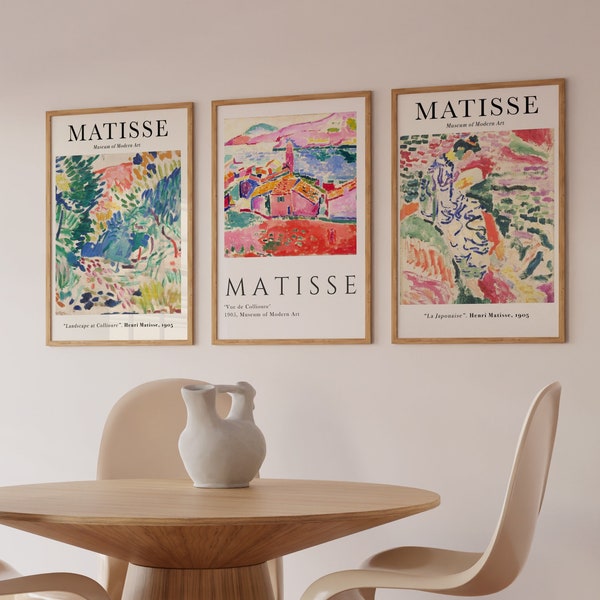 Matisse Print set Of 3, Matisse Wall Art, Landscape Art, Exhibition Art, Museum Poster,  Mid Century Wall Art,High Quality Printable Poster.