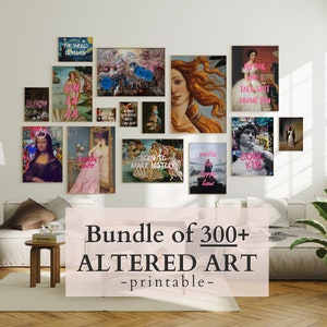 Set of 300+ Altered Art - Eclectic Wall Art - Vintage Portraits - Moody Baroque Decor - Pop Art & Antique Painting Prints - Funky Wall Art .