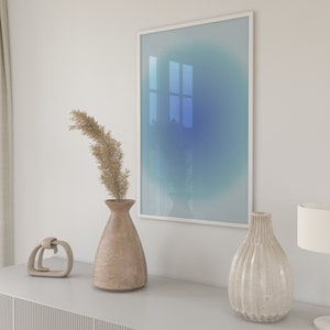 Poster Affirmation bleu granuleux dégradé à téléchargement immédiat, faites confiance au processus, affiche Aura rétro, art mural spirituel, impression Aura bleue.