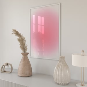 Póster de afirmación con degradado granulado rosa, descarga instantánea, confía en el proceso, póster de aura retro, arte de pared espiritual, impresión de aura rosa.