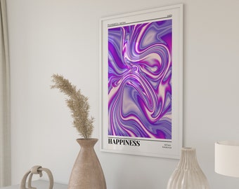 Happiness Aura Poster, Retro Gradient Poster, Affirmation Poster, Retro Aura Gradient, Psychedelic Home Decor, Digital Download