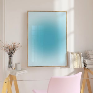 Blue  Grainy Gradient Affirmation Poster Instant Download, Trust The Process, Retro Aura Poster, Spiritual Wall Art, blue Aura Print.