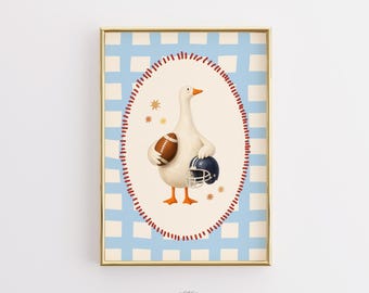 Goose Football Nursery Print, Sports Wall Art, Baby Boy Room Decor (Digital Download)
