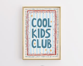 Cool Kids Club Nursery Print, Sports Nursery Wall Art, Baby Boy Room Decor, Kids Playroom Poster, Vintage Style Wall Art