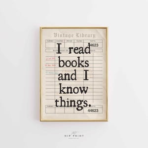 Buchliebhaber Wandkunst, dunkle Academia druckbare, stimmungsvolle Bibliothek Kartendekor, literarisches Zitat Kunst, Ich lese Bücher Druck, Vintage Leser Plakat