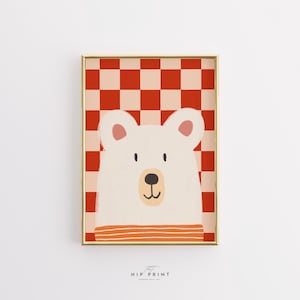 Graziosa stampa da parete per la cameretta dei bambini con orsi, adorabile stampa di animali per la decorazione della cameretta dei bambini, giocosa opera d'arte per la cameretta dei bambini, download digitale, poster stampabile
