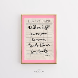 Stampa con citazione della tessera della biblioteca, arte murale per amanti dei libri, poster letterario, arredamento estetico per la casa, decorazione per angolo lettura, download digitale, stile vintage