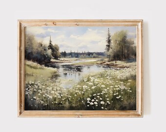 フランスの田園風景の春の版画、ヴィンテージ風景画（デジタルダウンロード）