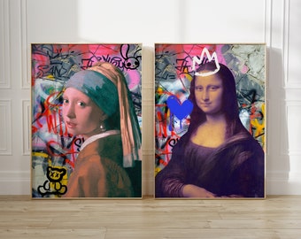 Dipinto alterato della Monna Lisa, arte eclettica stampabile (download digitale)