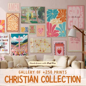 Christian wall art bundle of 250, bible verse prints, faith quote decor, digital download, trendy scripture poster set, pastel Jesus artwork
