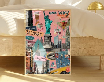 New York City Retro Collage Art Print (Digital Download)