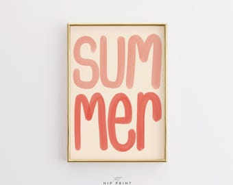 Summer Typography Wall Art, Minimalist Summer Print, Coral Quote Poster, Modern Coastal Decor, Trendy Beach House Artwork