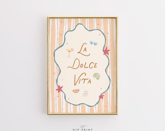 La Dolce Vita Wall Art Print, Italian Coastal Poster, Summer Vacation Decor, Amalfi Coast Aesthetic Artwork